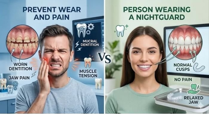 Explanation of the benefits of wearing a nightguard for the patient's benefit